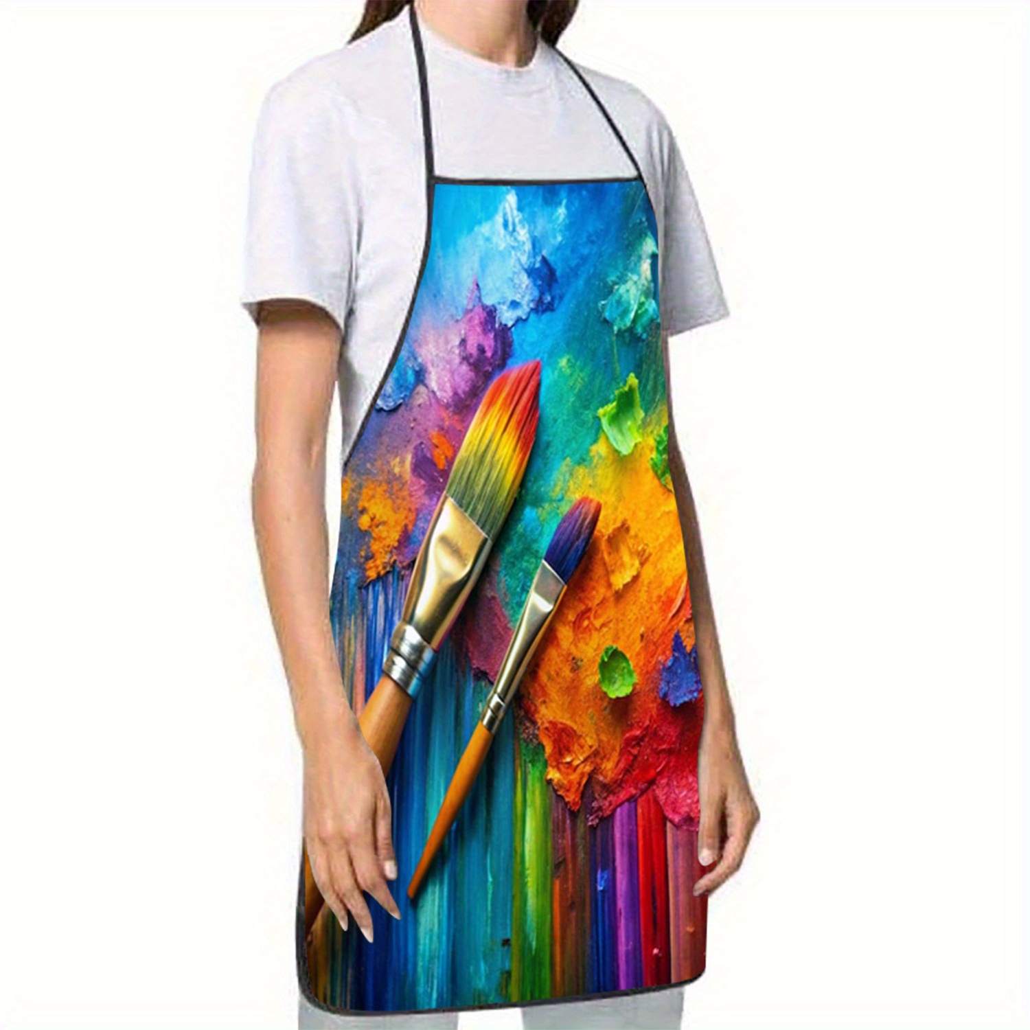 Kitchen Baking Brush - Vibrant Abstract Paint Brush Print Polyester