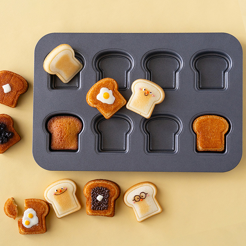 Kitchen Baking Cake - 8 Cavity Toast Bread Pattern Carbon