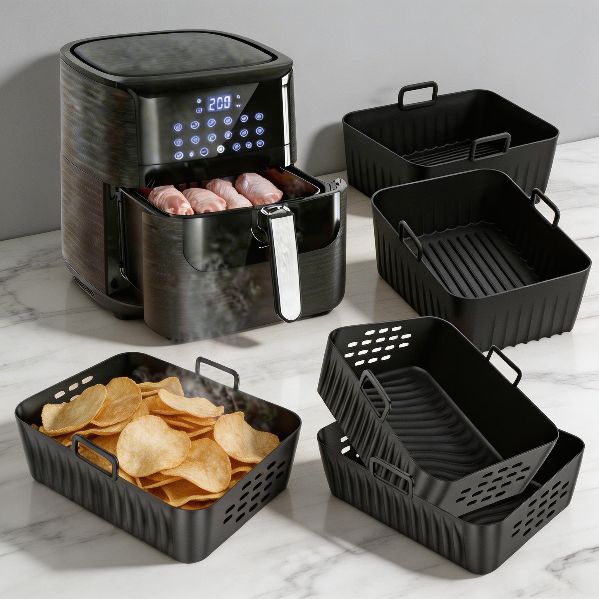 Kitchen And Baking Equipment - 2Pcs Air Fryer Silicone Liners Reusable