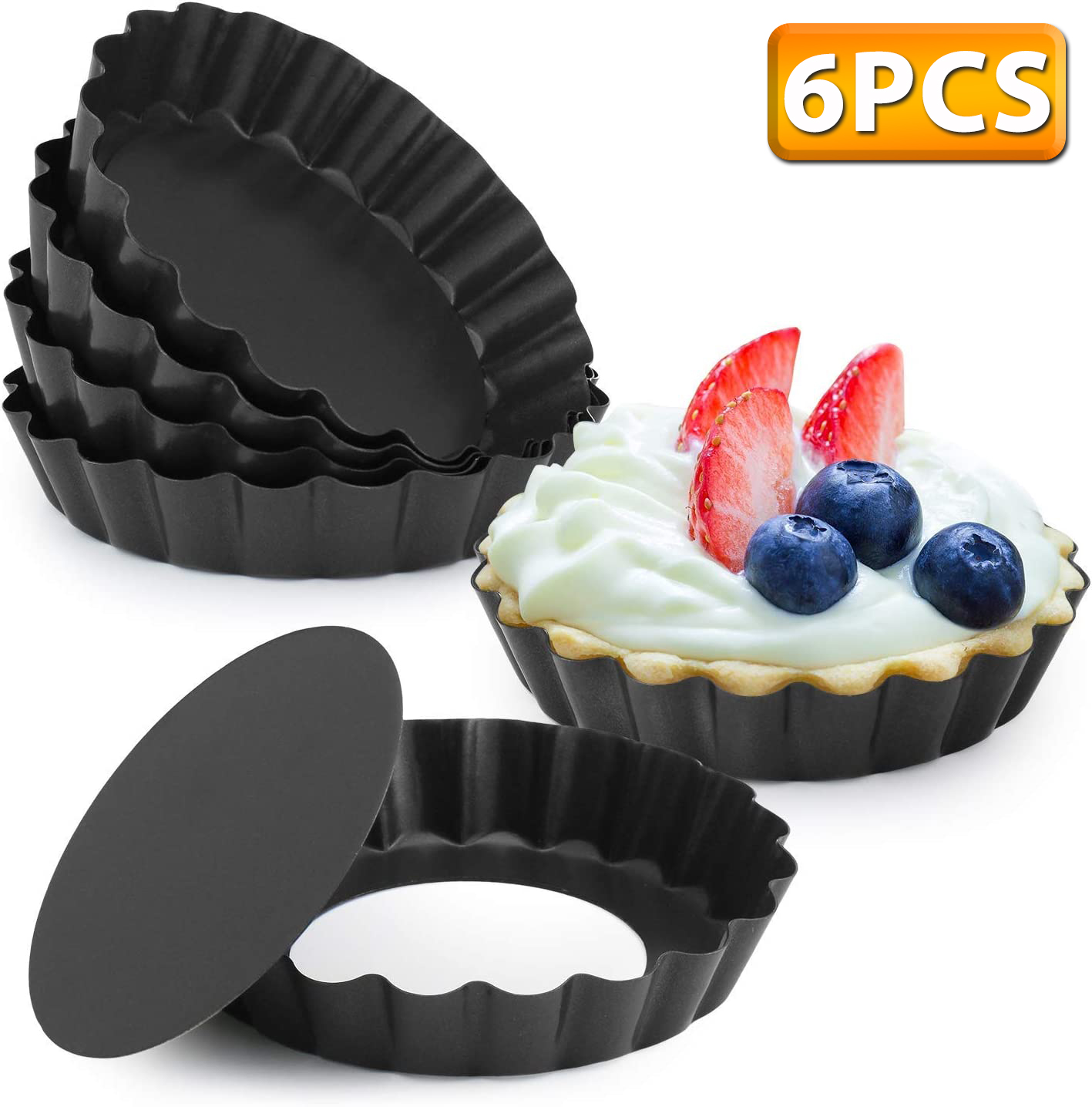 6 Pcs Mini Tart Pans 4 Inch wi - Muffin Tin Nonstick incelemesi ve fiyatı
