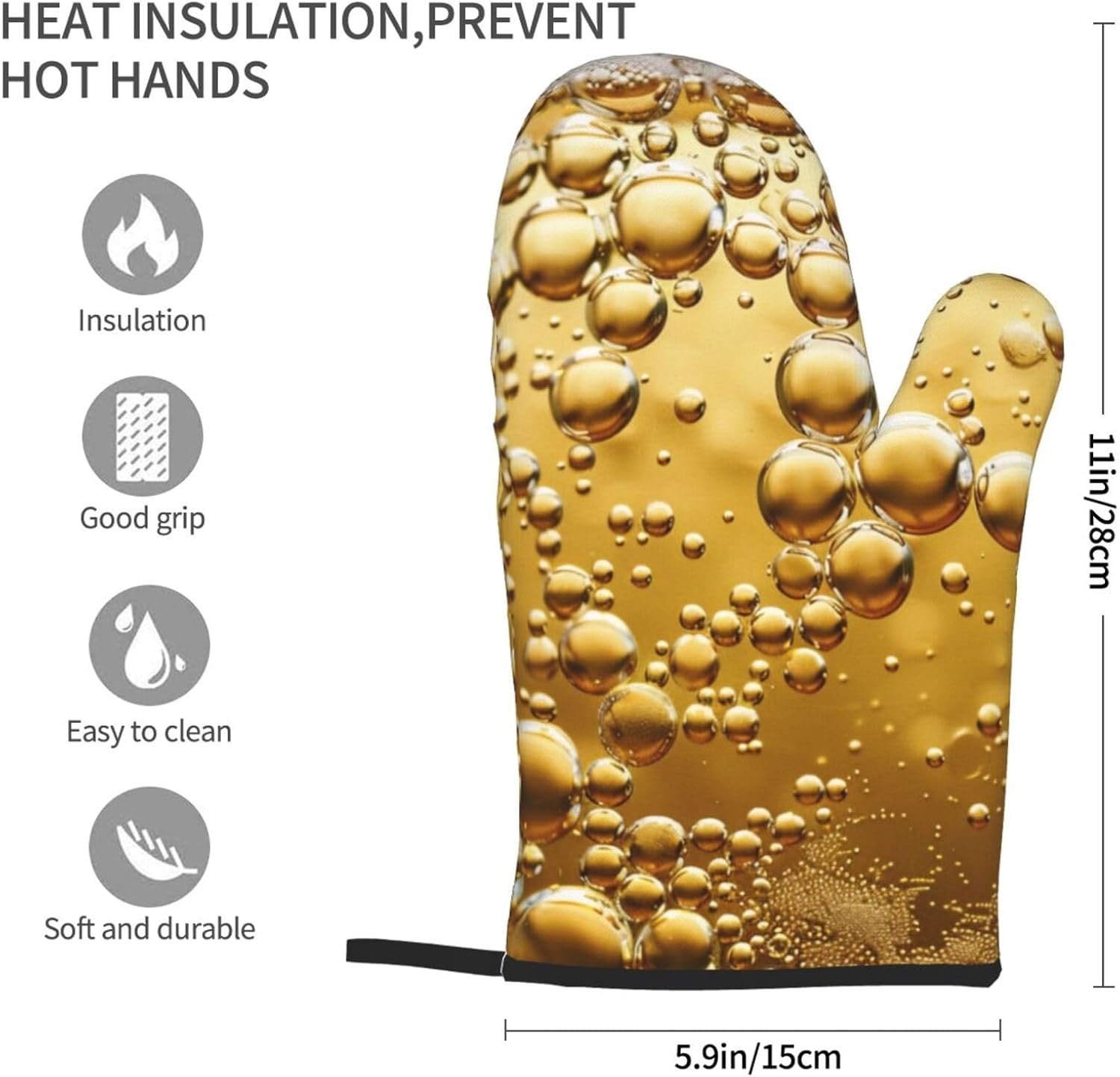Beer Bubble Printed Oven Mitts - Kitchen Baking Gift Ideas incelemesi ve fiyatı