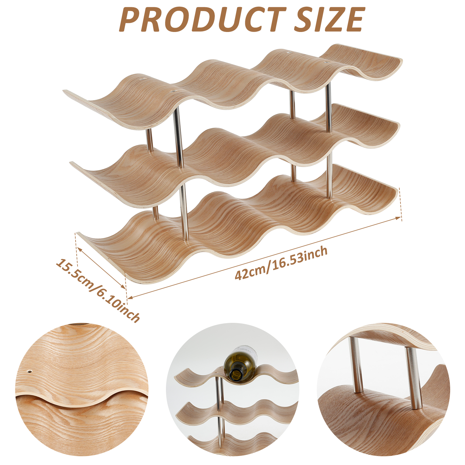 2/3-Tier Wooden Wine Rack Wavy - Kitchen Zo incelemesi ve fiyatı
