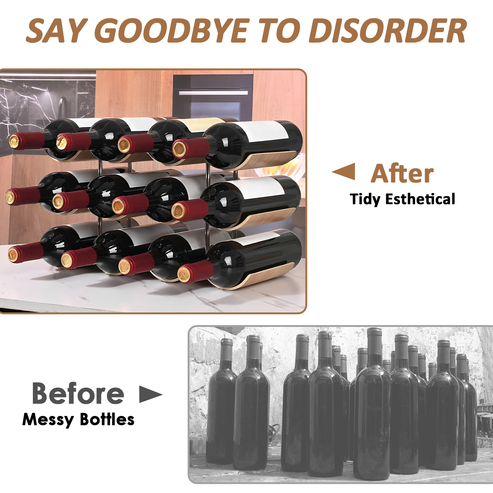 2/3-Tier Wooden Wine Rack Wavy - Kitchen Zo incelemesi ve fiyatı