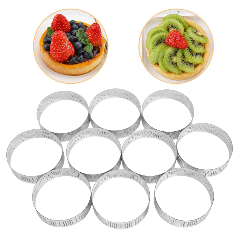 10Pcs Circular Tart Rings with - Kitchen Baking Cake incelemesi ve fiyatı