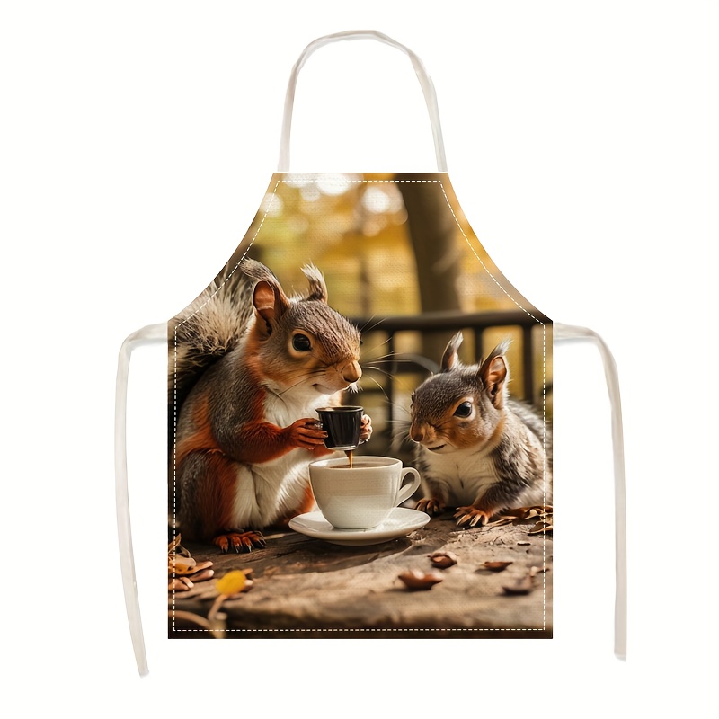 Linen Apron Squirrel Coffee Sc - Kitchen Baking Gift Ideas incelemesi ve fiyatı
