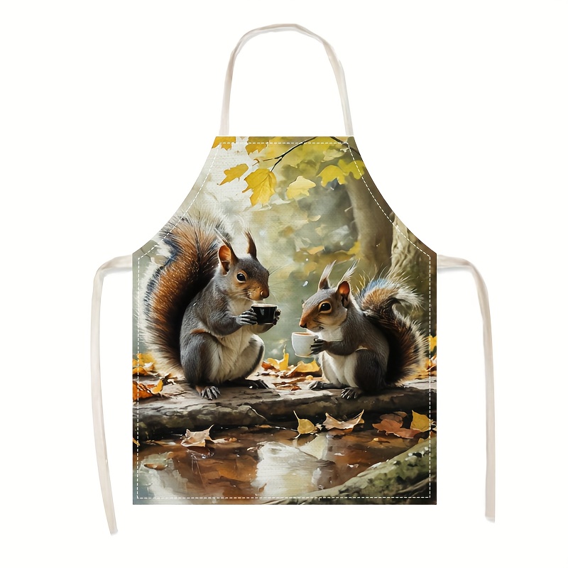 Linen Apron Squirrel Coffee Sc - Kitchen Baking Gift Ideas incelemesi ve fiyatı