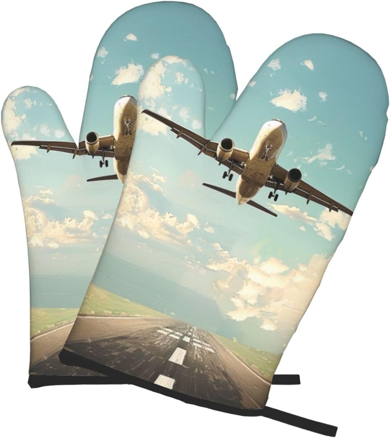 Airplane Printed Oven Mitts 2p - Kitchen Baking Gift Ideas incelemesi ve fiyatı
