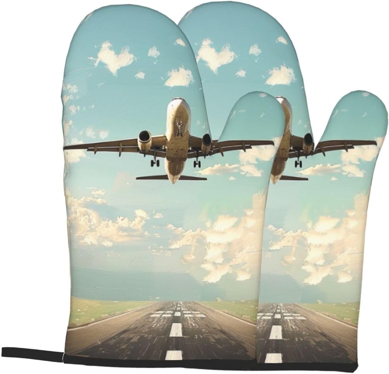 Airplane Printed Oven Mitts 2p - Kitchen Baking Gift Ideas incelemesi ve fiyatı
