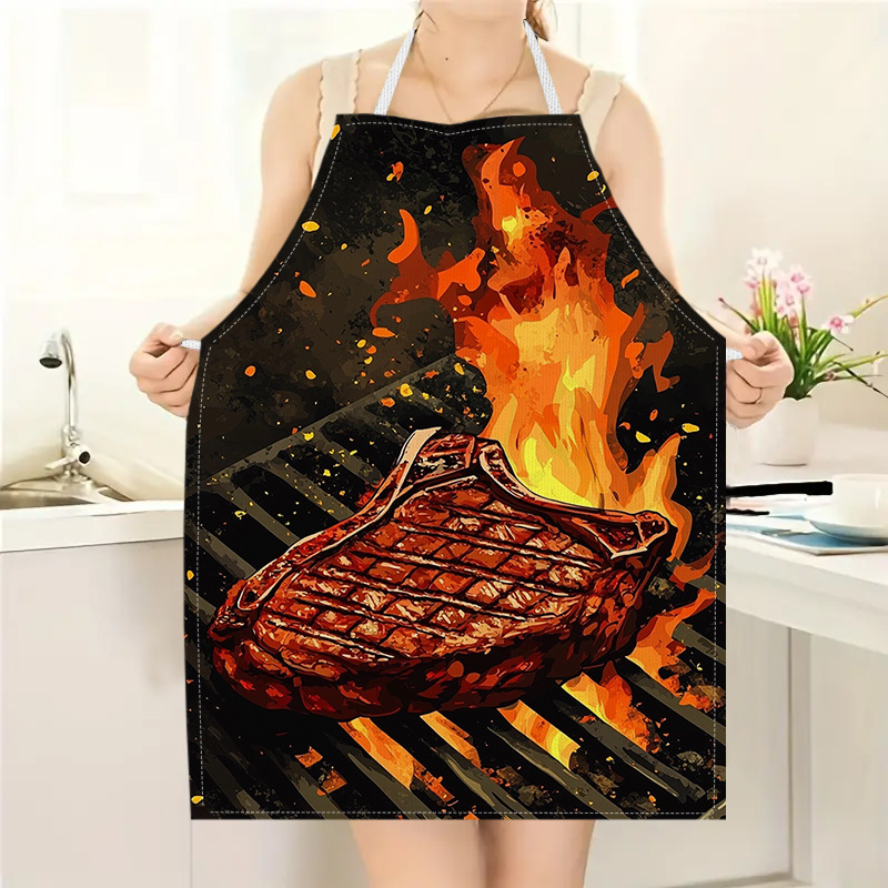 1pc BBQ Steak Apron with Flame - Kitchen Baking Gift Ideas incelemesi ve fiyatı