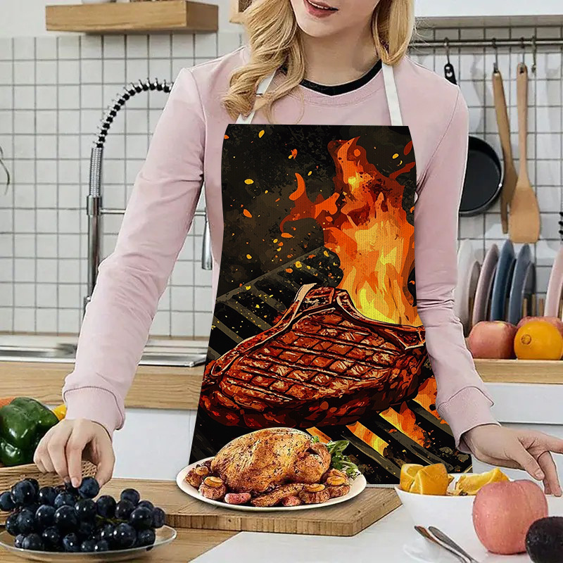 1pc BBQ Steak Apron with Flame - Kitchen Baking Gift Ideas incelemesi ve fiyatı