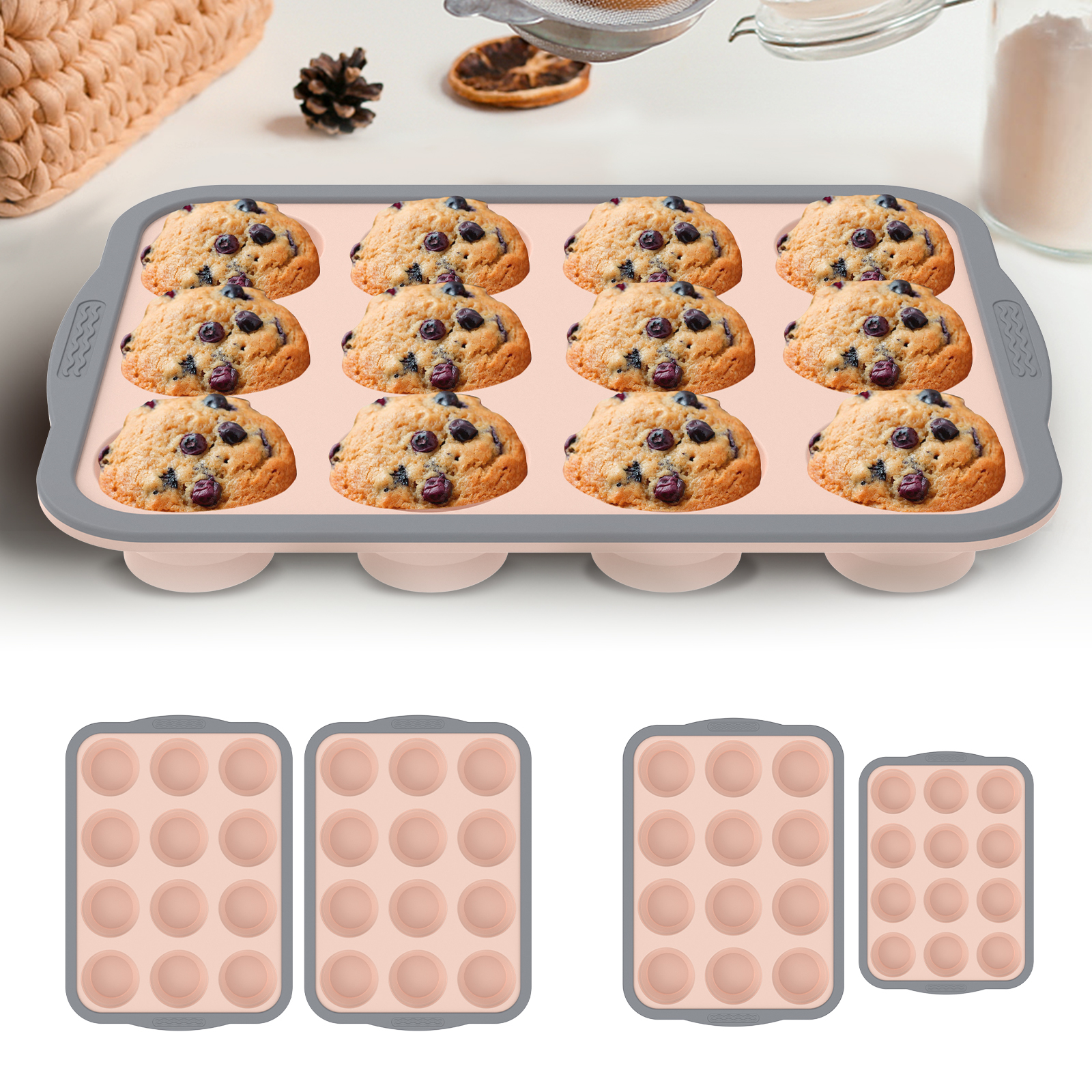 2/3Pcs Silicone Cake Mold 6/12 - Muffin Tin Nonstick incelemesi ve fiyatı