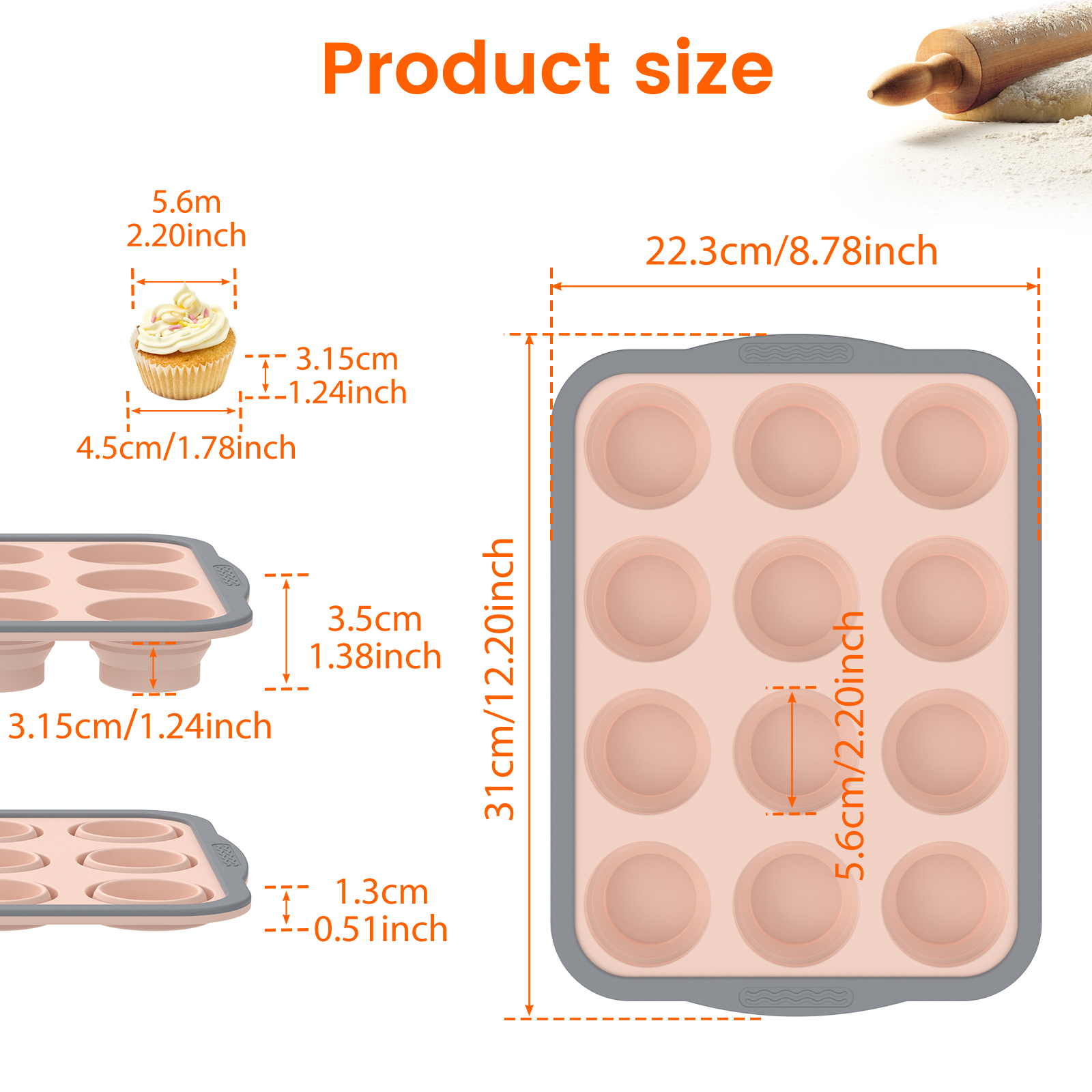 2/3Pcs Silicone Cake Mold 6/12 - Muffin Tin Nonstick incelemesi ve fiyatı