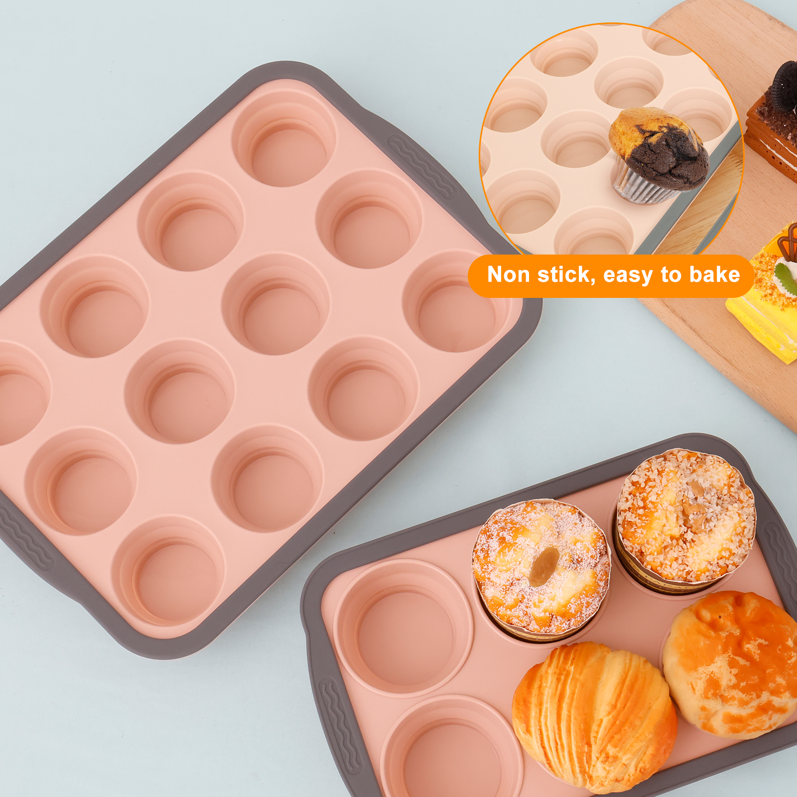 2/3Pcs Silicone Cake Mold 6/12 - Muffin Tin Nonstick incelemesi ve fiyatı
