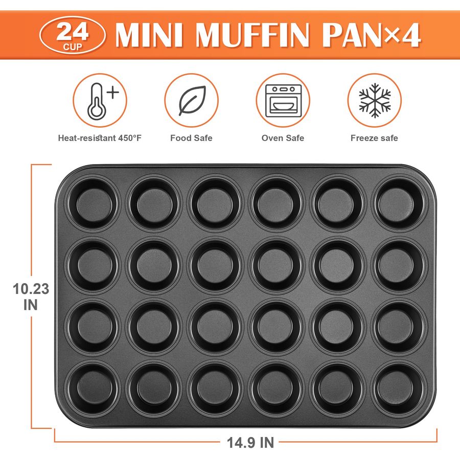 4 Pack Mini Muffin Pan 24Cup N - Muffin Tin Nonstick incelemesi ve fiyatı